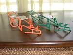 Original orange Javelin roll cage and green Javesteel roll cage comparison.